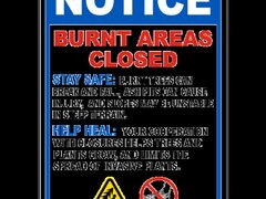 Burnt Areas Closed Sign