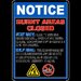 Burnt Areas Closed Sign